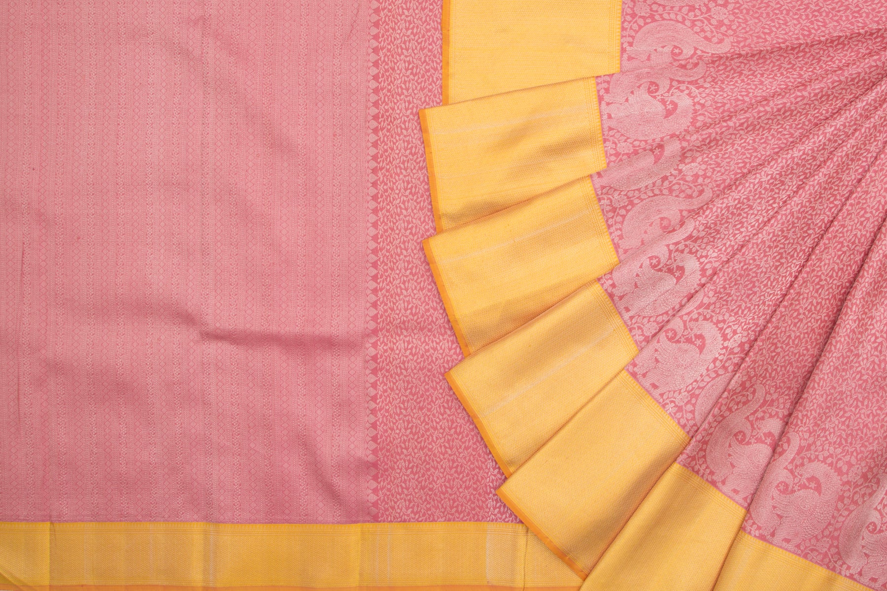 Kanchipuram Silk Jaal Pink Saree