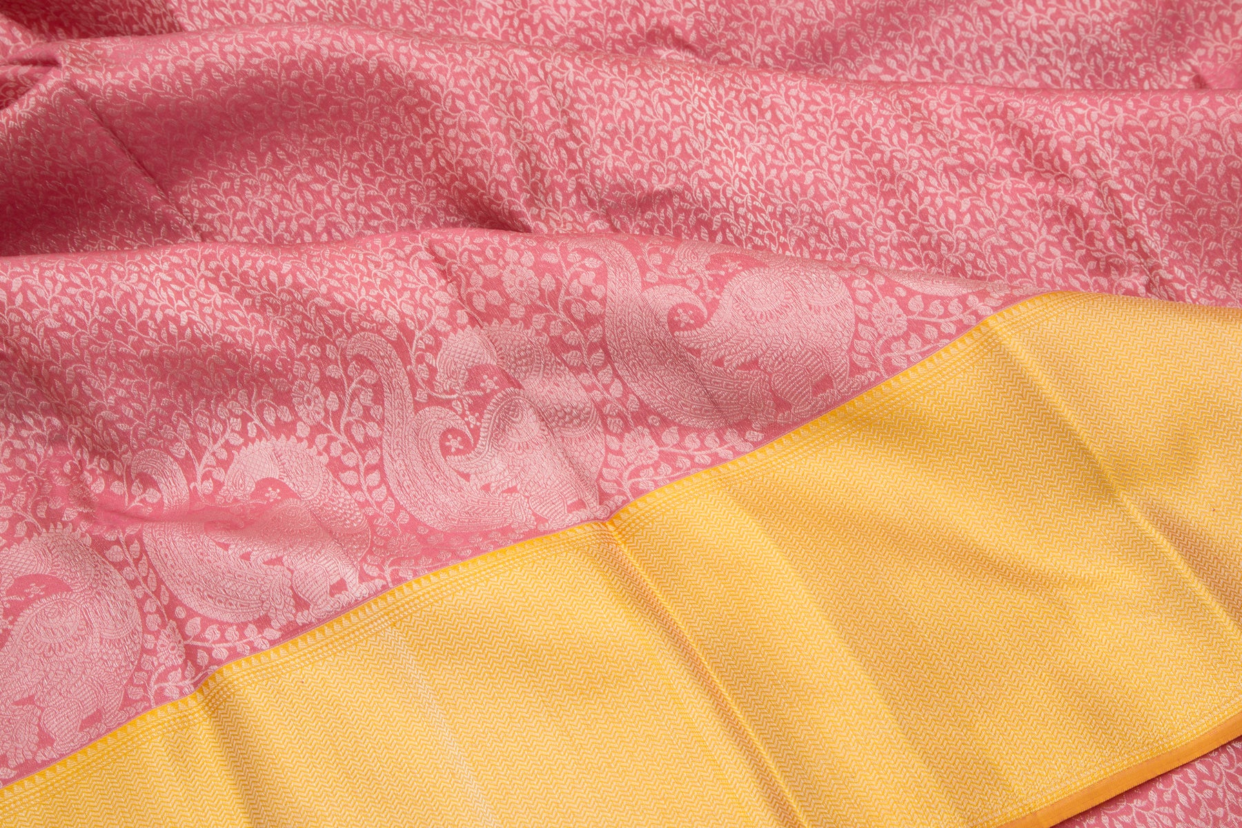 Kanchipuram Silk Jaal Pink Saree