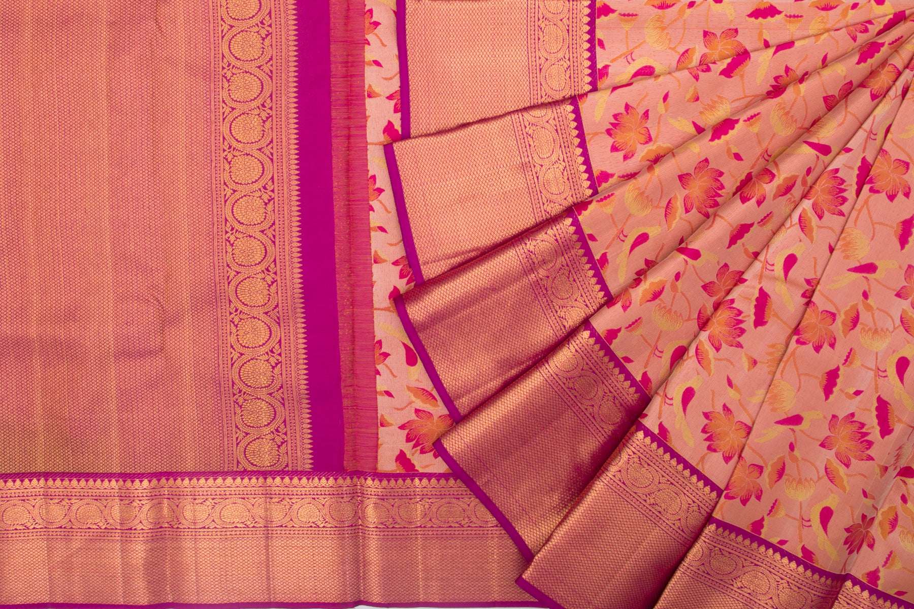 Kanchipuram Silk Tissue Jaal Brown Saree