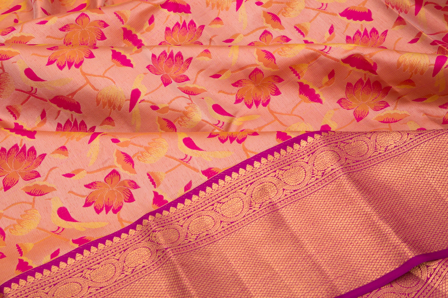 Kanchipuram Silk Tissue Jaal Brown Saree