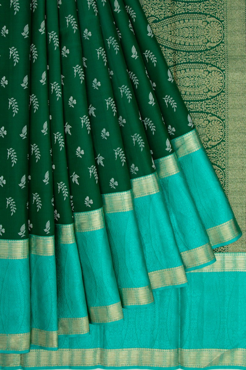 Taranga Kanchi Silk Jacquard Dark Green Saree