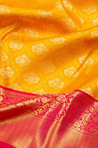 Kanchipuram Silk Brocade Yellow Saree