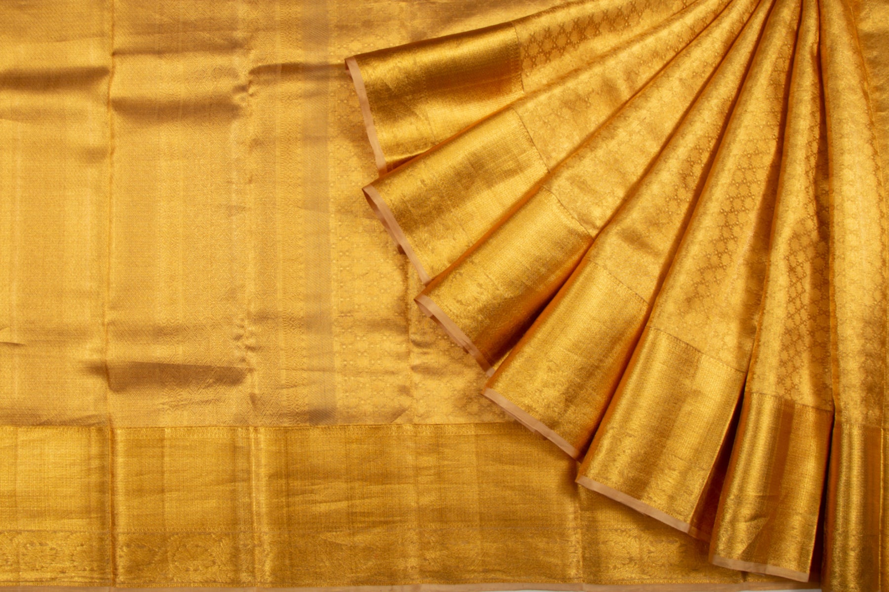 Kanchipuram Silk Tissue Brocade Gold Saree