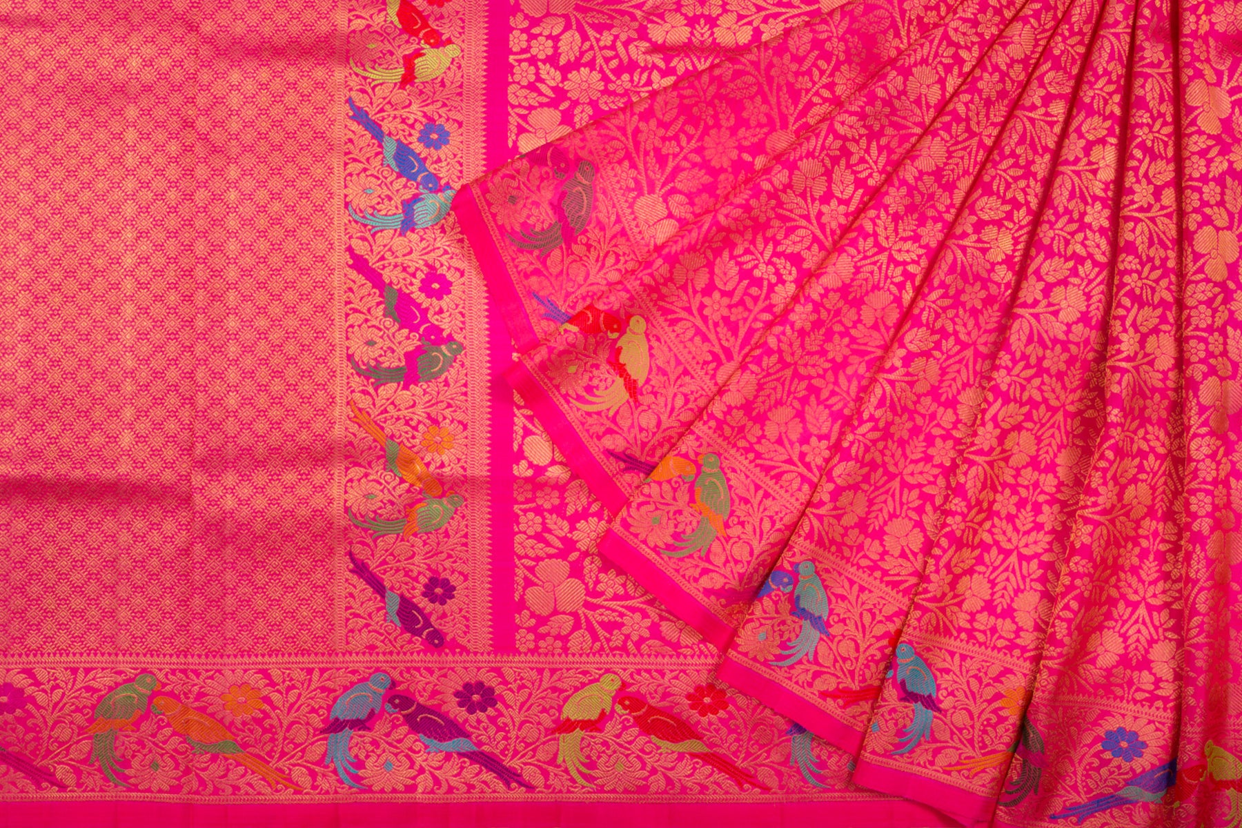 Kanchipuram Silk Jaal Pink Saree