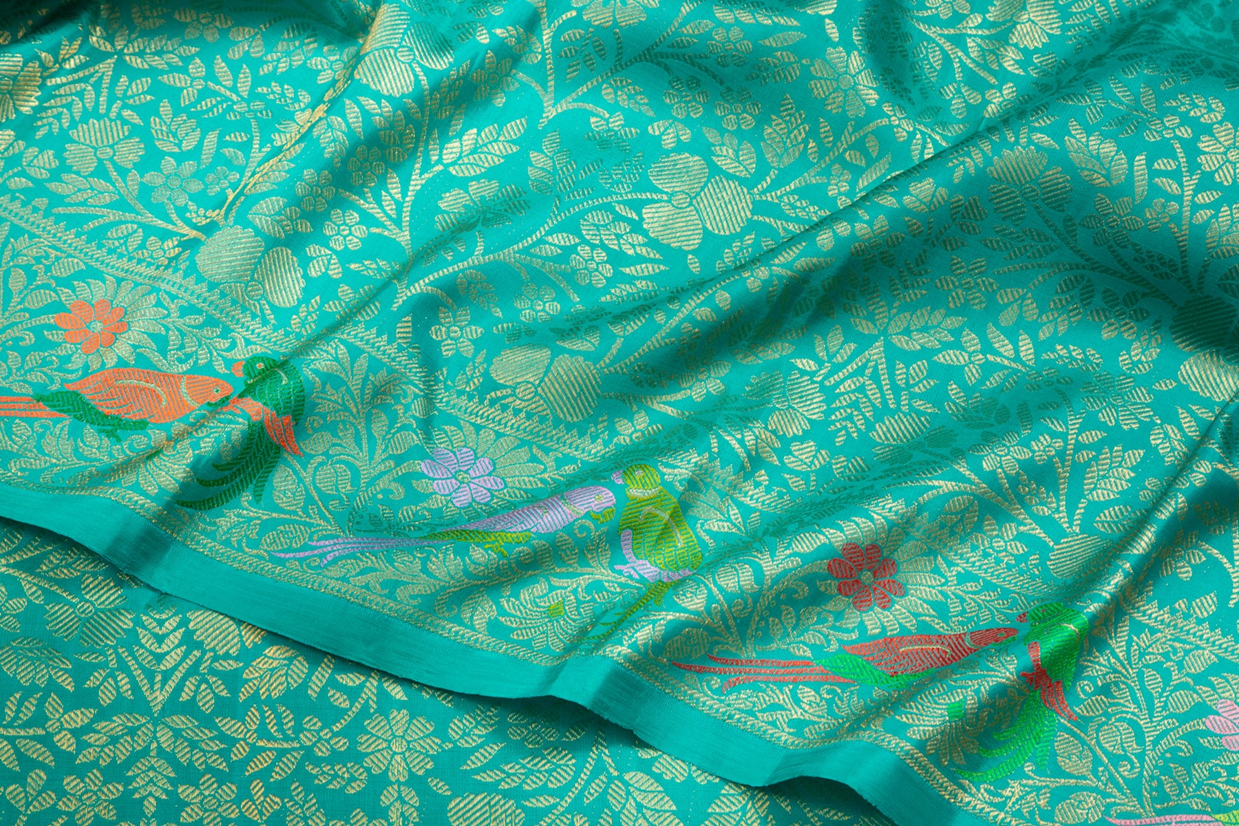 Kanchipuram Silk Tissue Jaal Sky Blue Saree