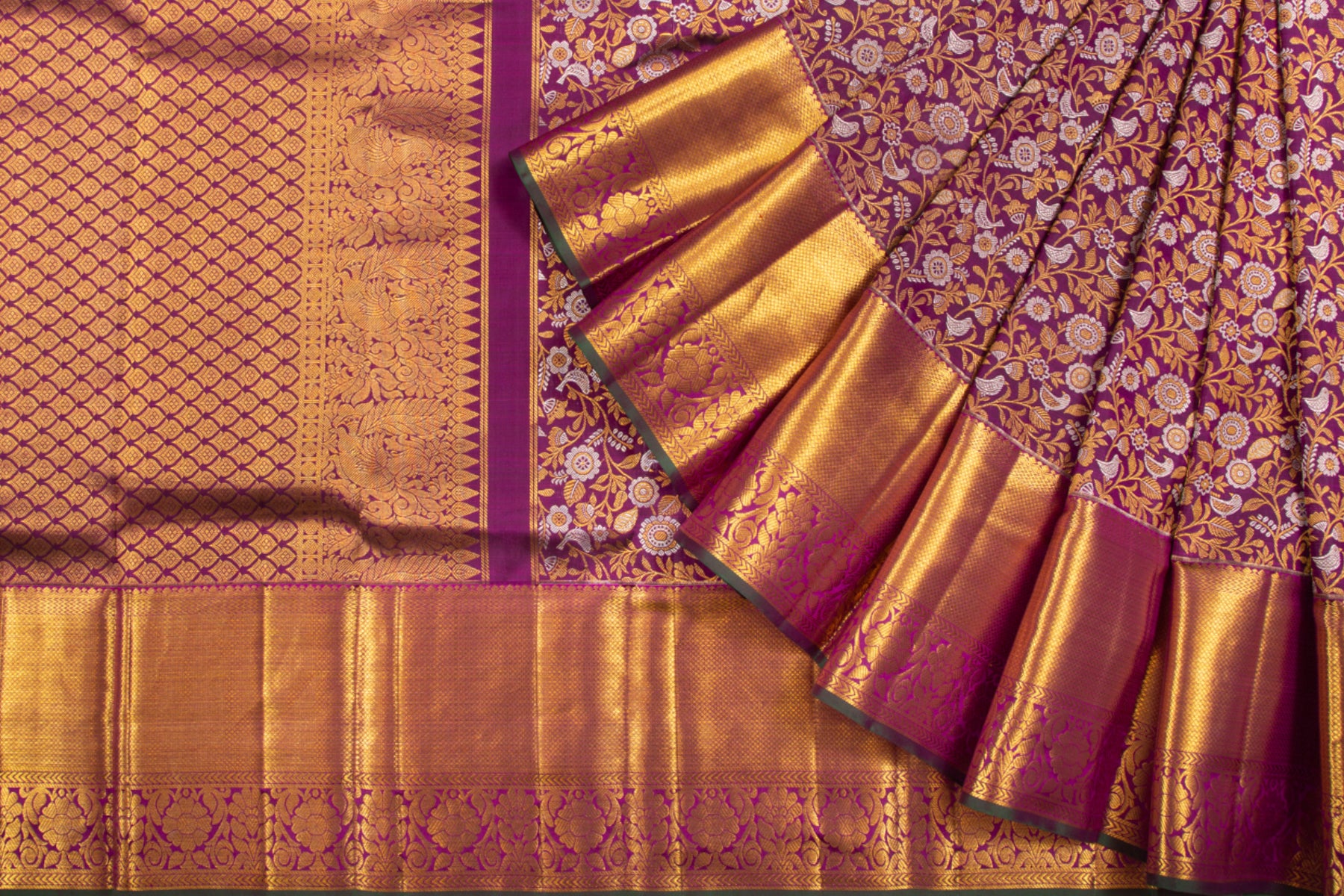 Kanchipuram Silk Jaal Purple Saree