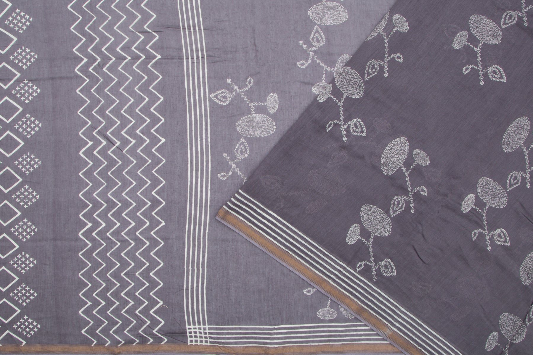 Maheshwari Cotton Printed Grey Saree