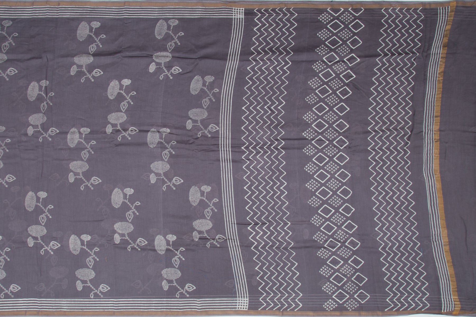 Maheshwari Cotton Printed Grey Saree