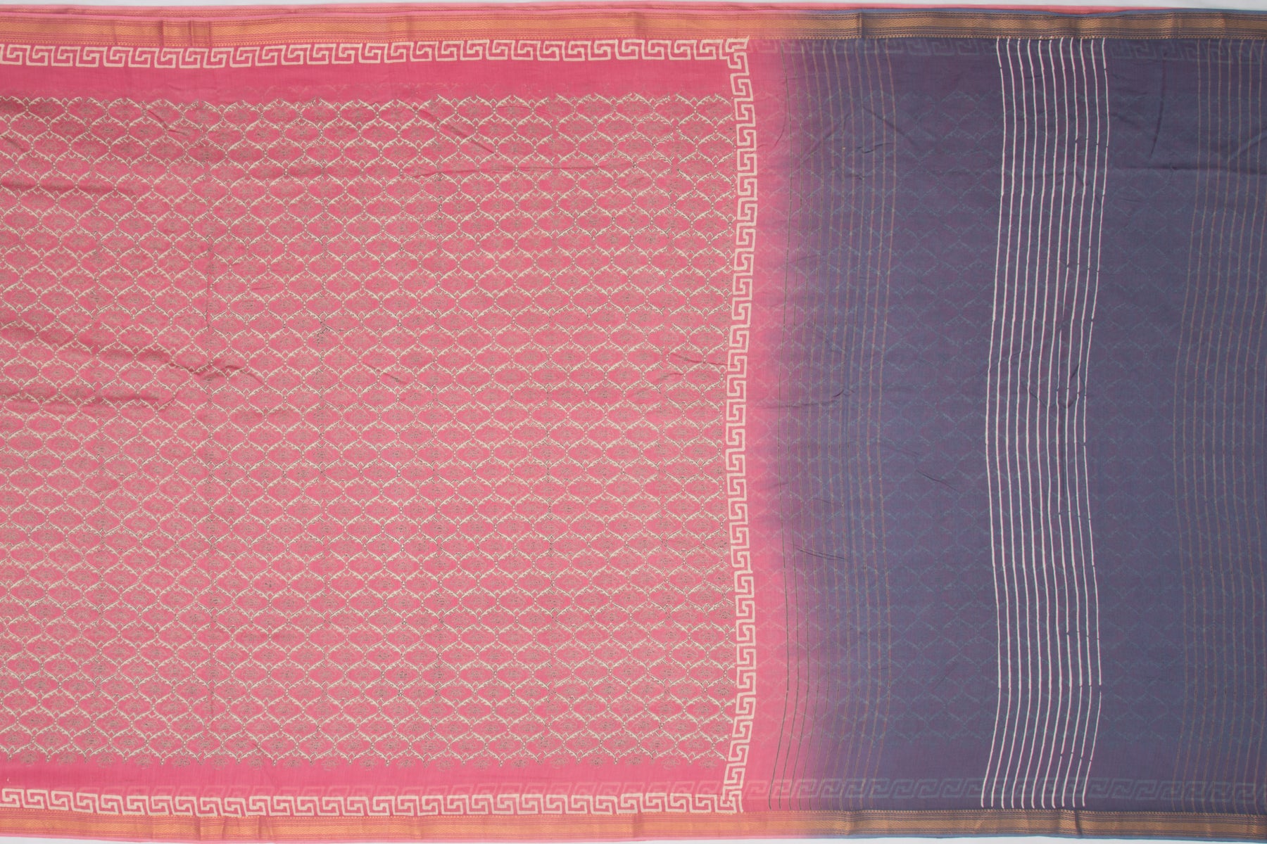 Maheshwari Cotton Printed Pink Saree