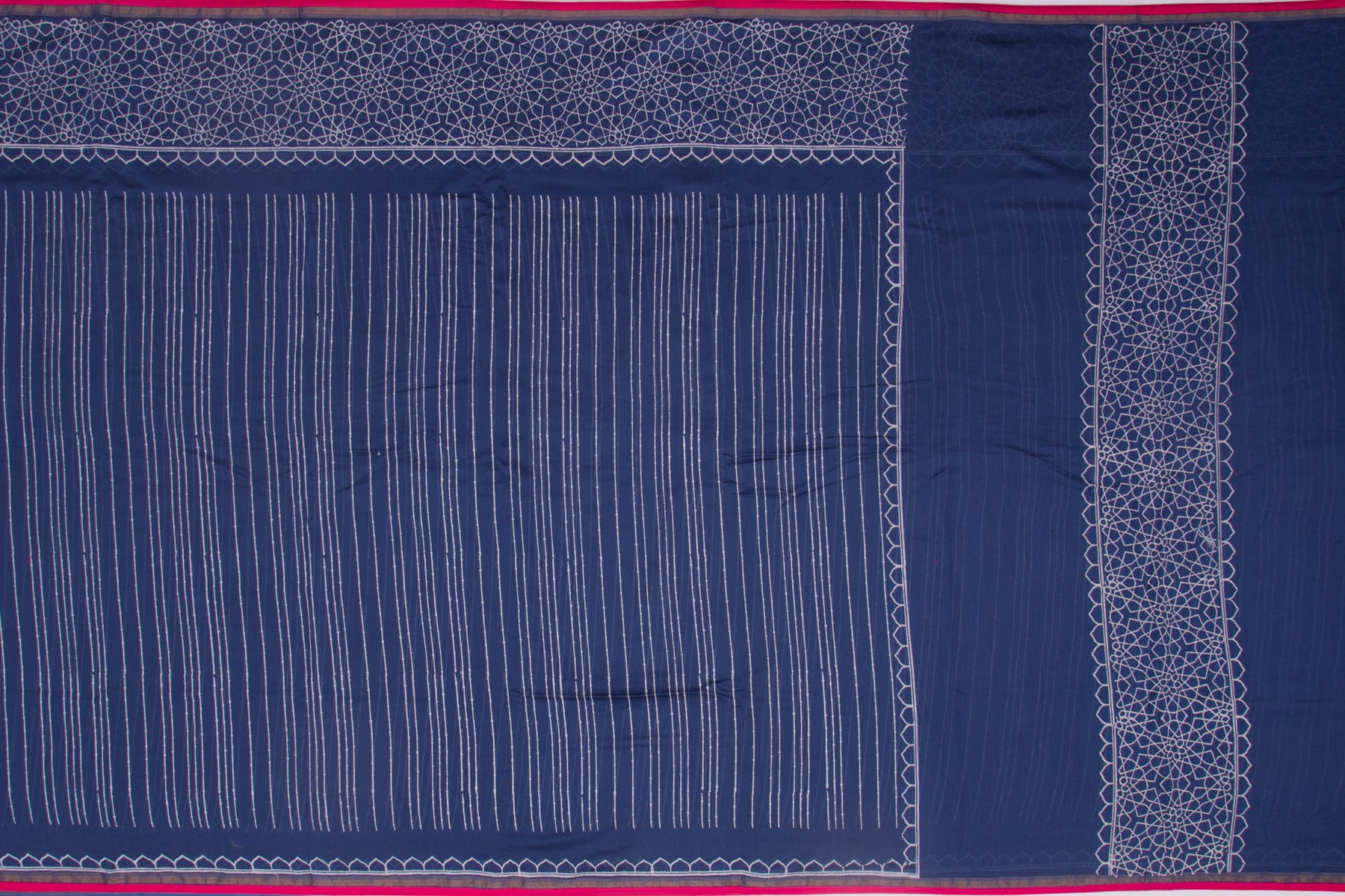 Maheshwari Cotton Vertical Lines Blue Saree