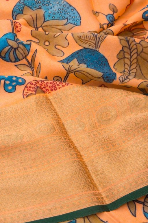 Binny Crepe Floral Printed Orange Saree