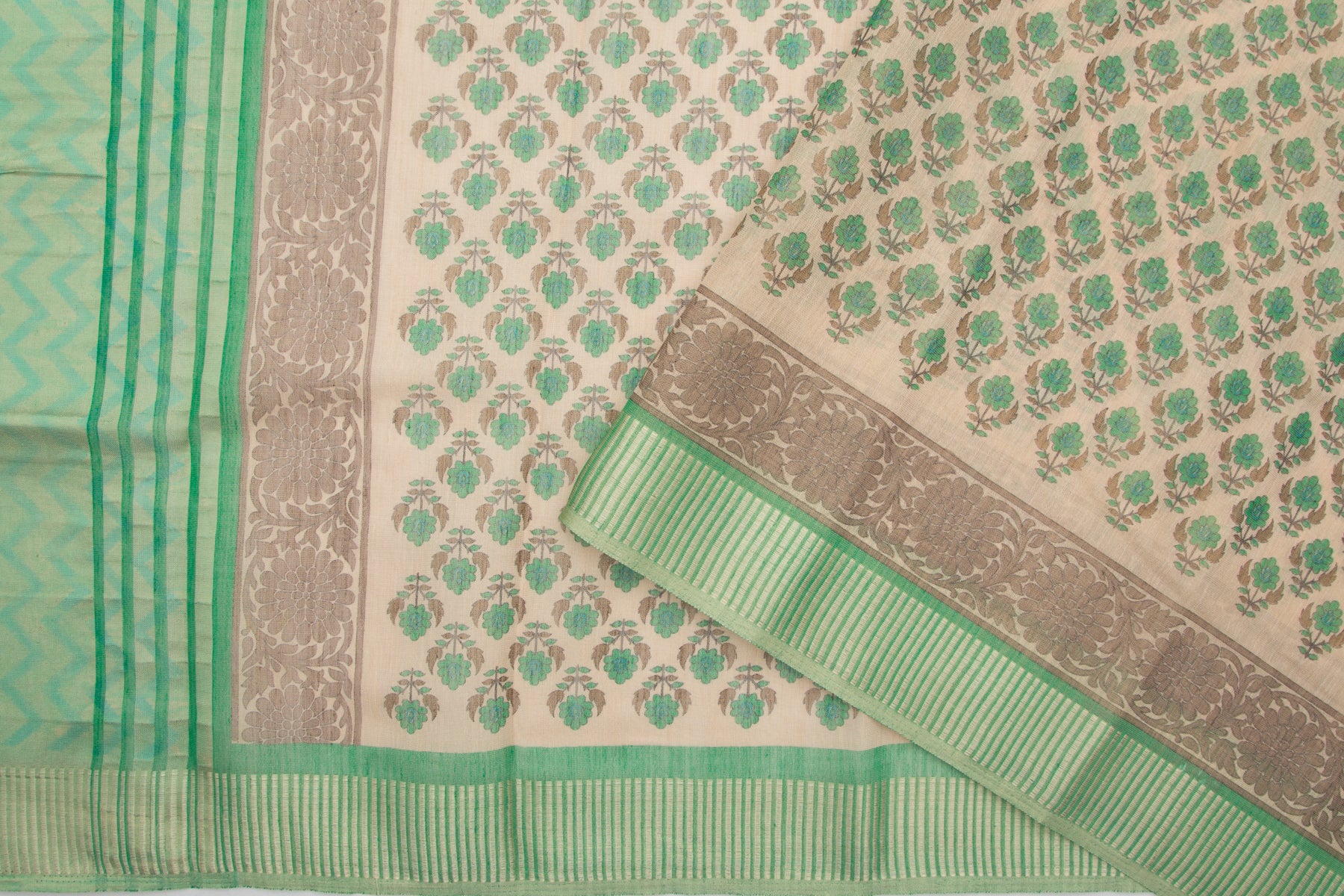 Linen Tissue Floral Printed Biege Saree
