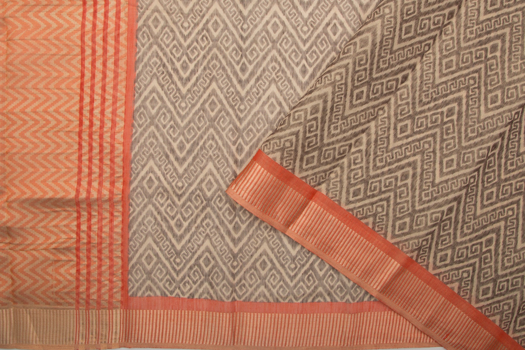 Linen Tissue Printed Cream Saree