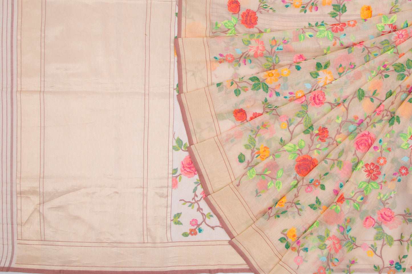 Banarasi Cotton Tissue Jamdani Jaal Cream Saree/5181779_2.jpg