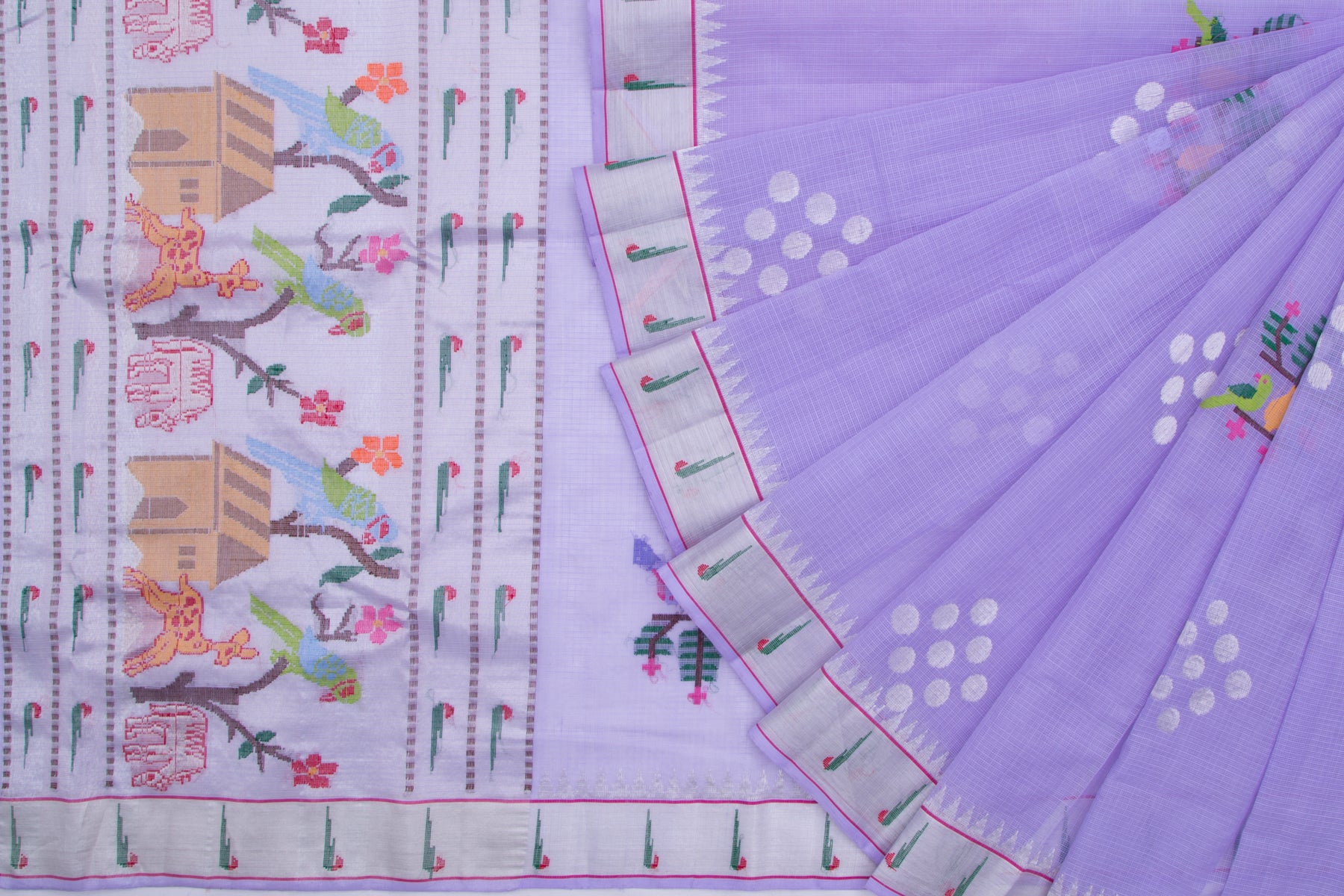 Kota Silk Butta Lavender Saree