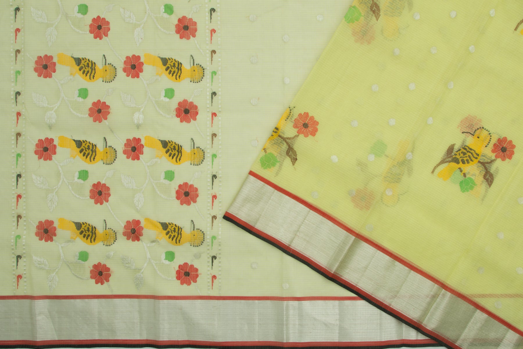 Kota Silk Butta Lemon Yellow Saree