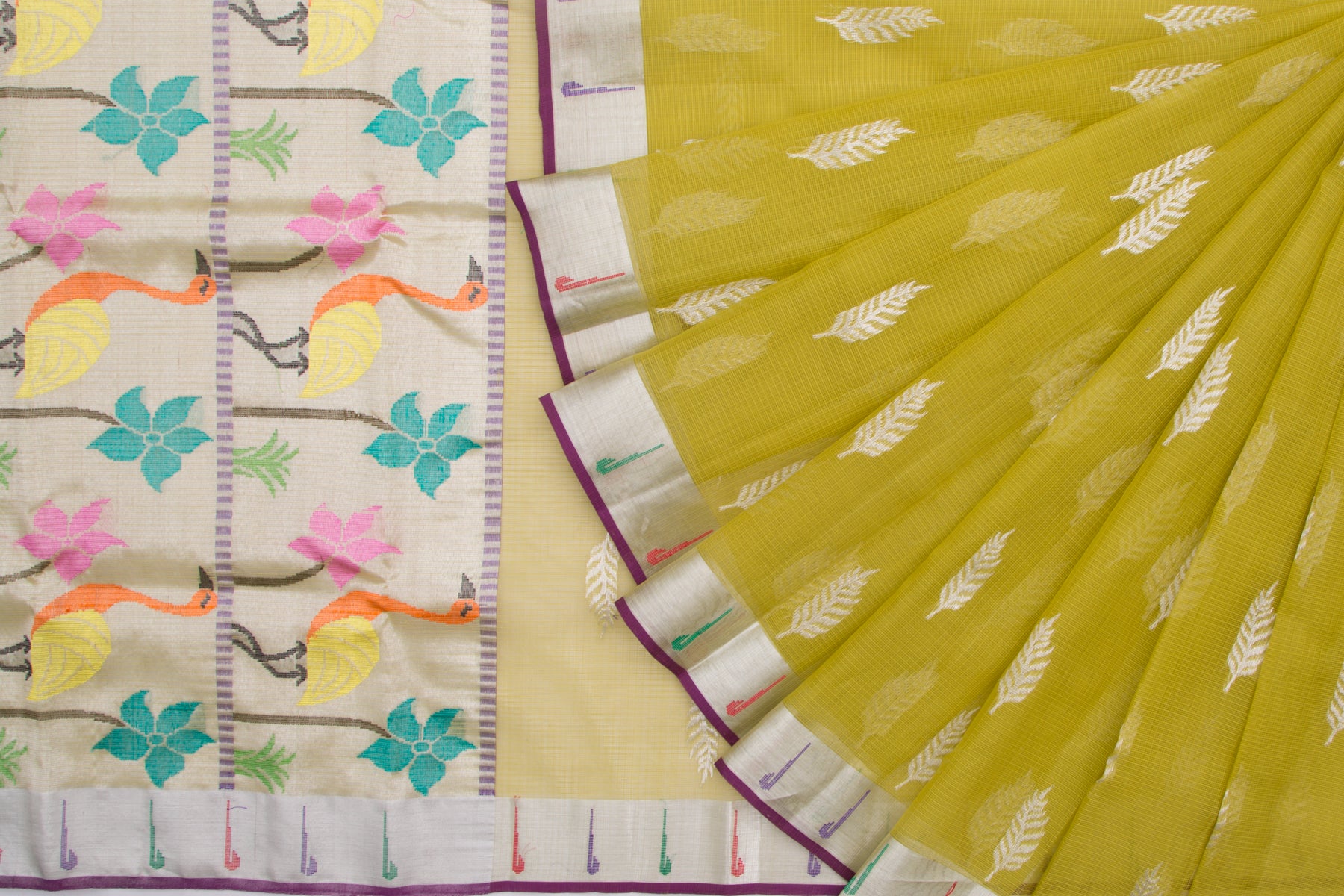 Kota Silk Butta Mehendi Green Saree