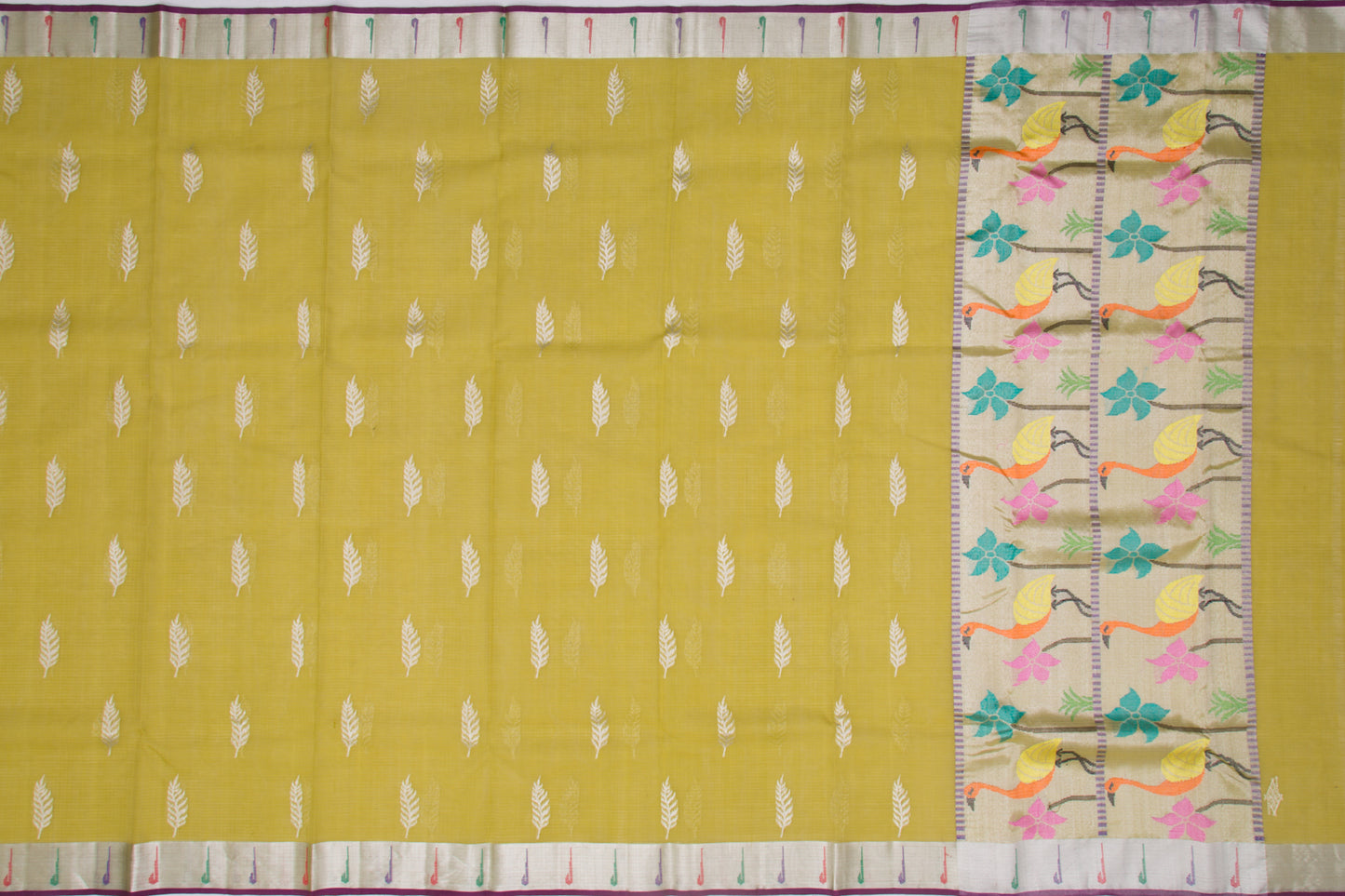 Kota Silk Butta Mehendi Green Saree