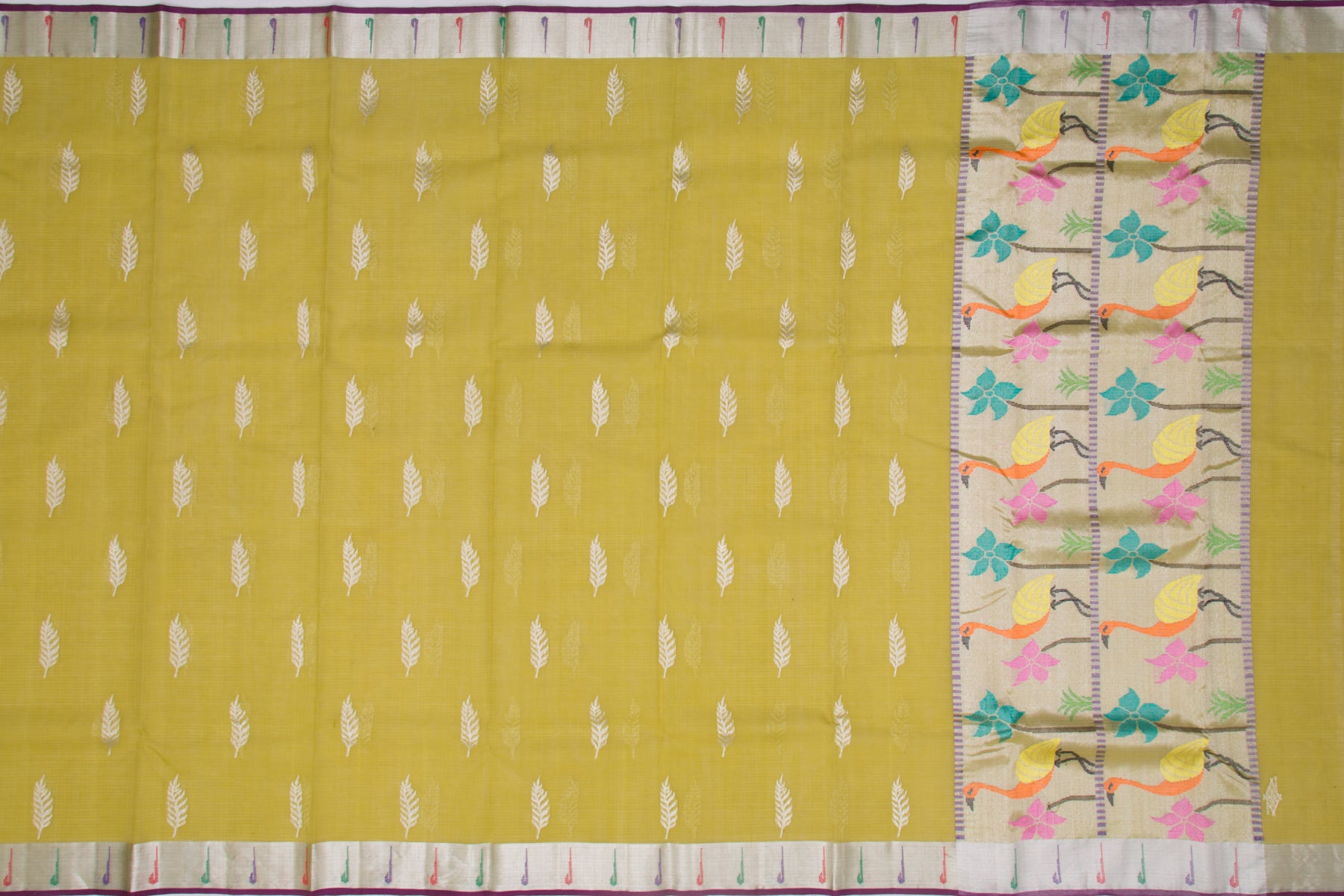 Kota Silk Butta Mehendi Green Saree