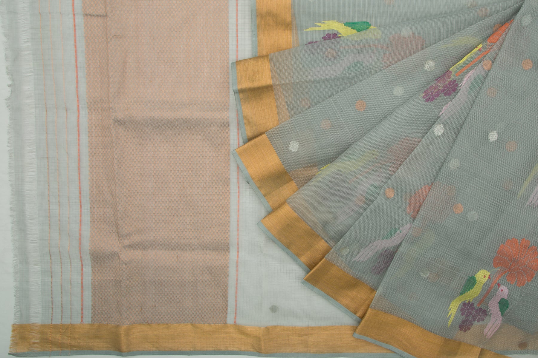 Kota Silk Butta Grey Saree