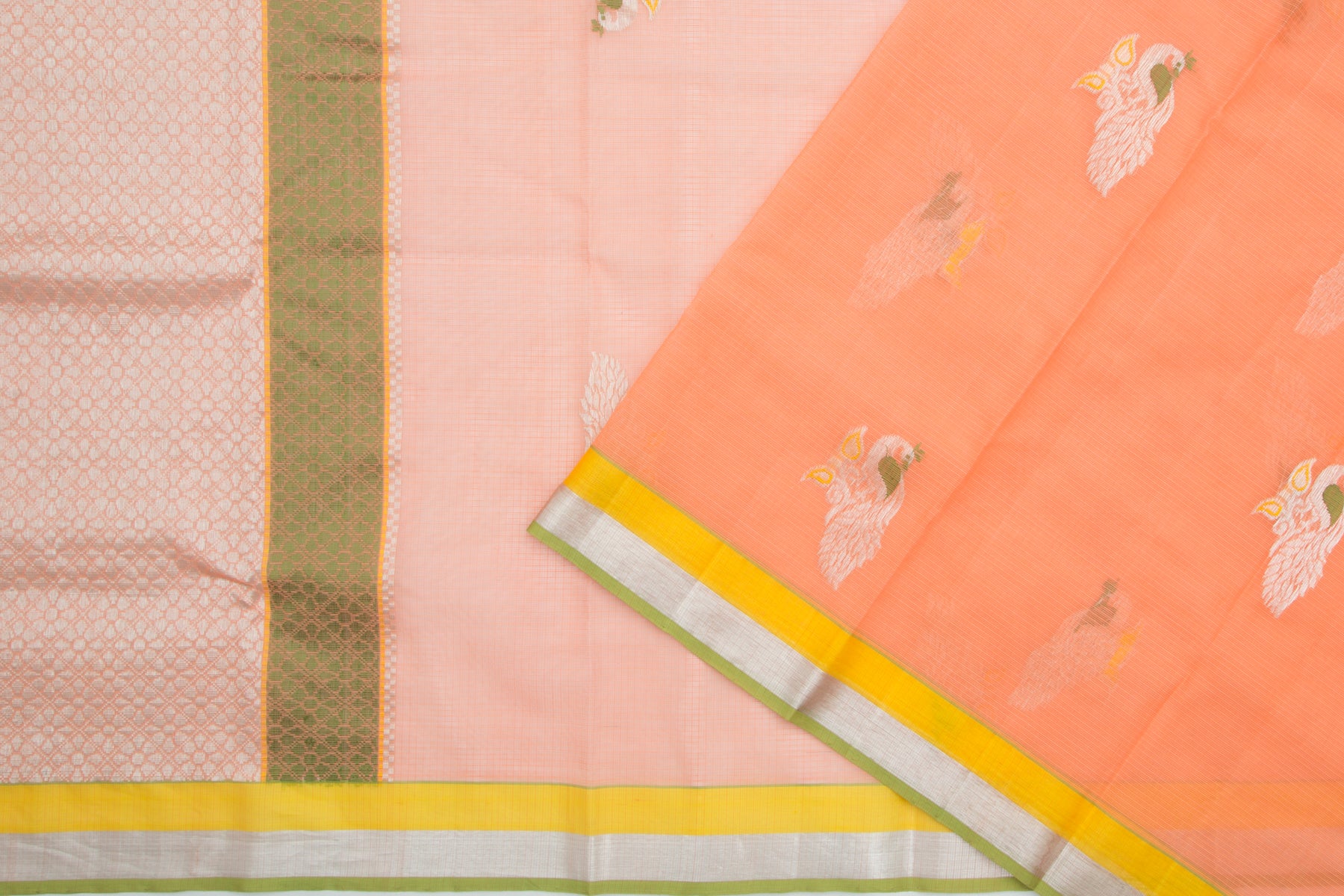 Kota Silk Butta Pastel Orange Saree