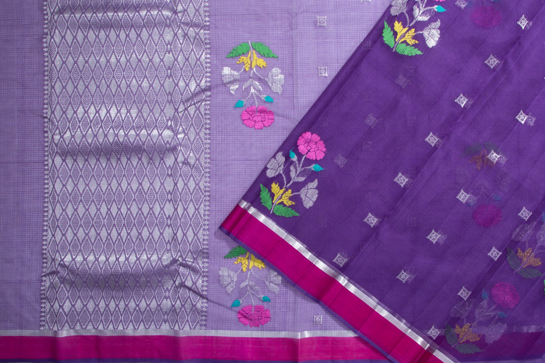 Kota Silk Butta Violet Saree
