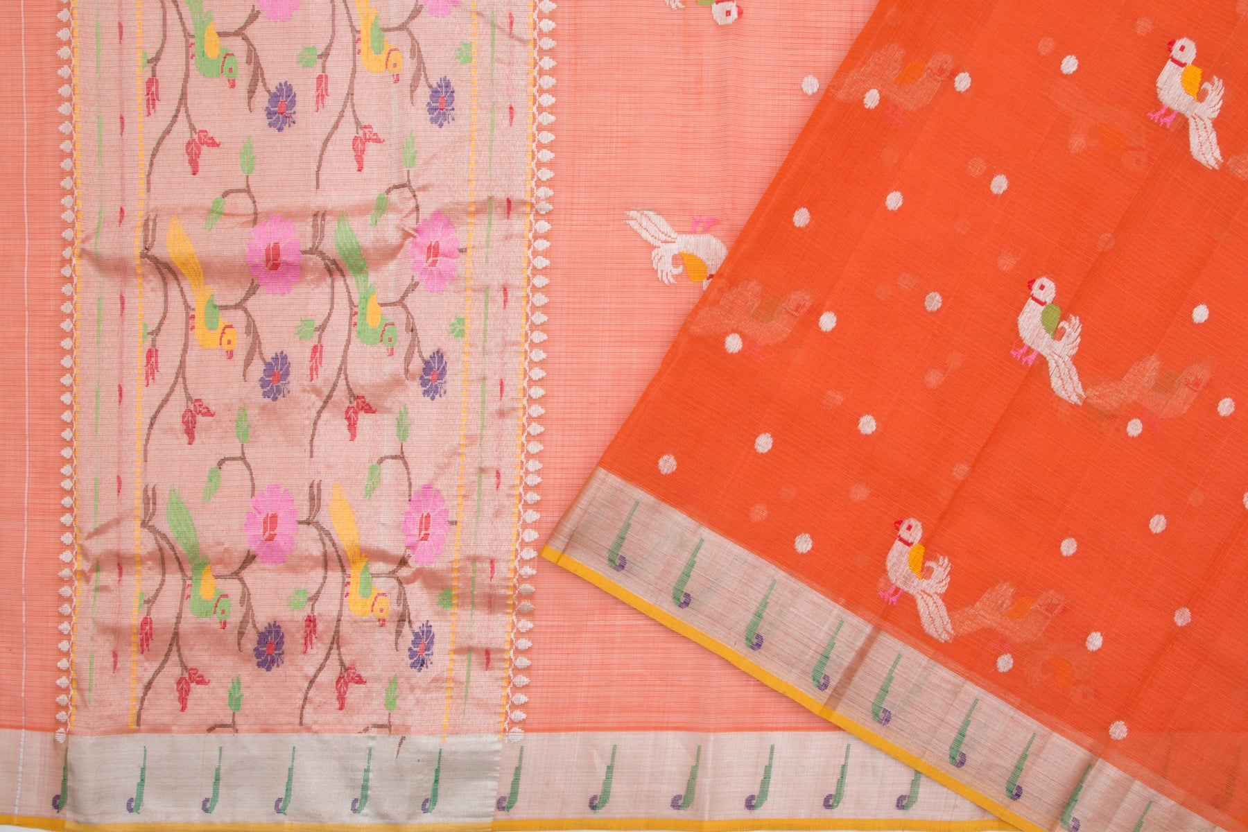 Kota Silk Butta Orange Saree