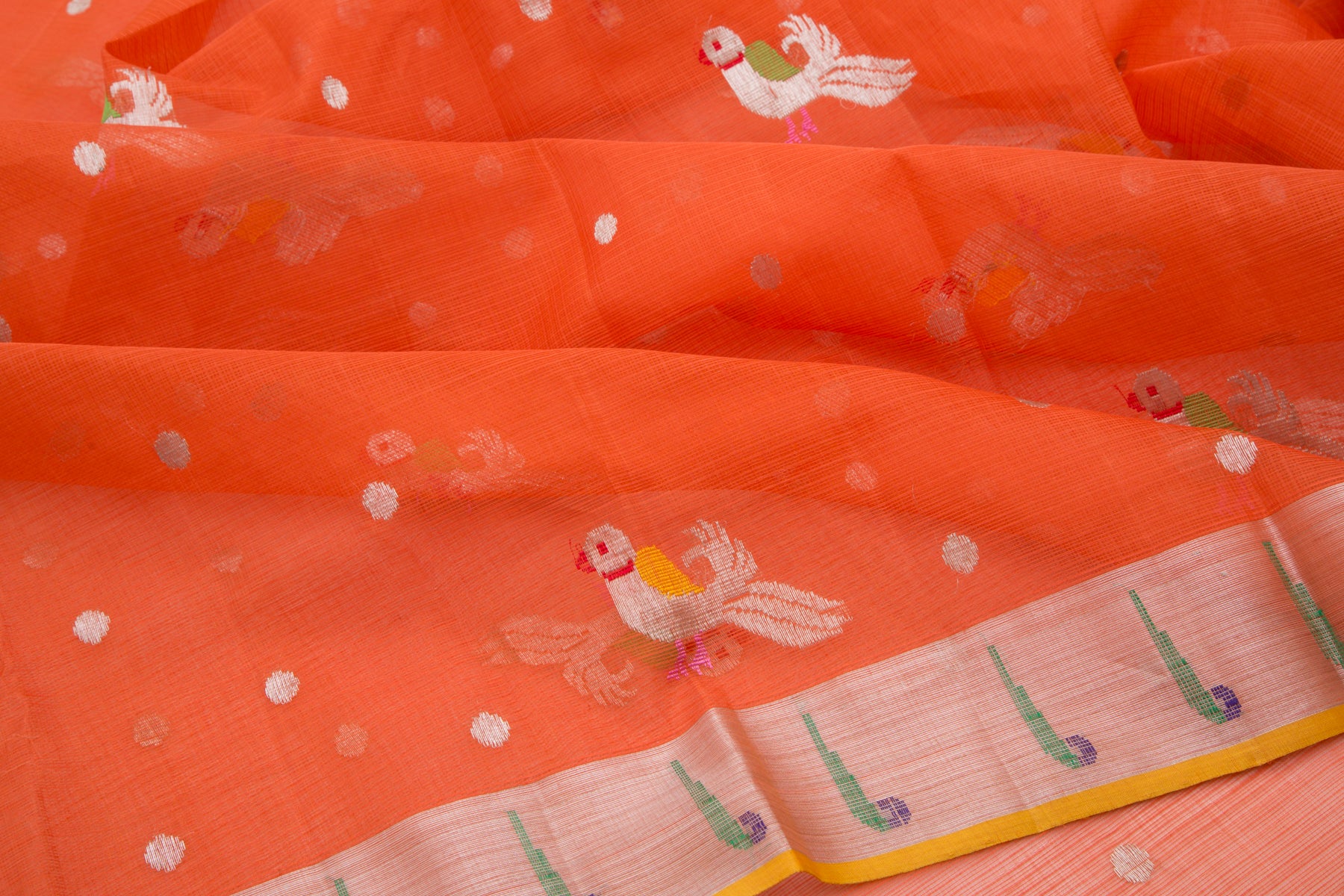 Kota Silk Butta Orange Saree