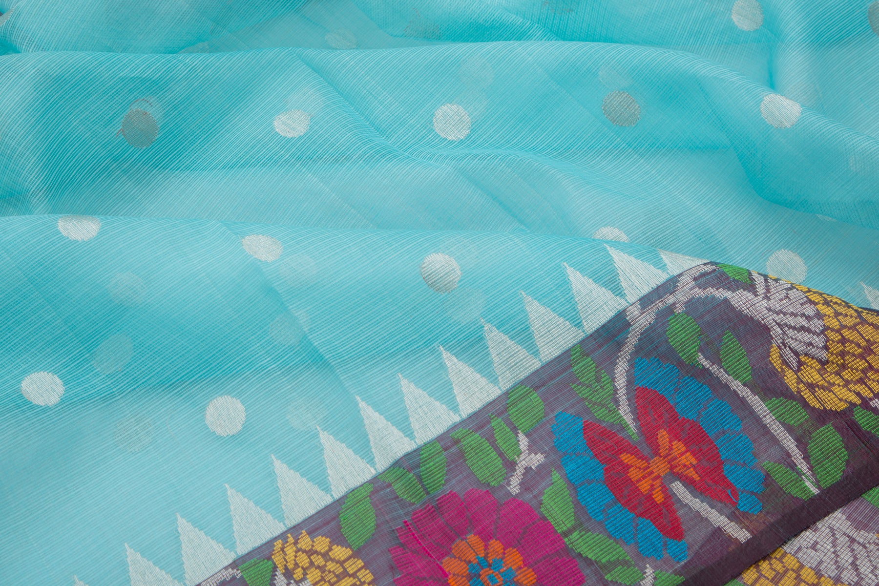 Kota Silk Butta Sky Blue Saree