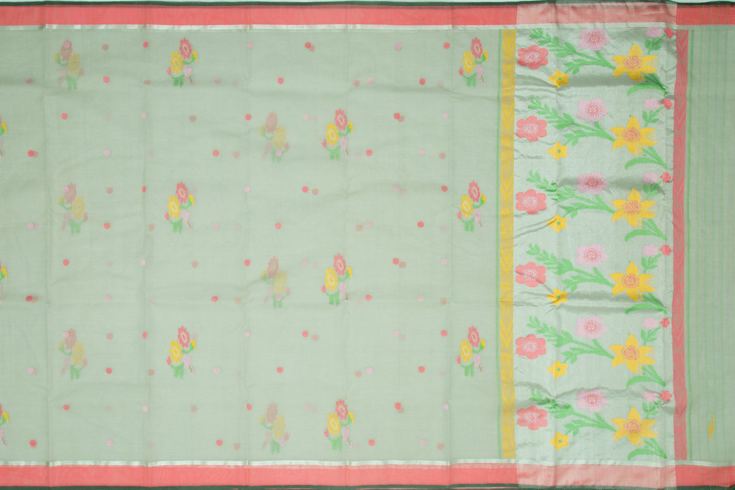 Kota Silk Butta Pastel Green Saree