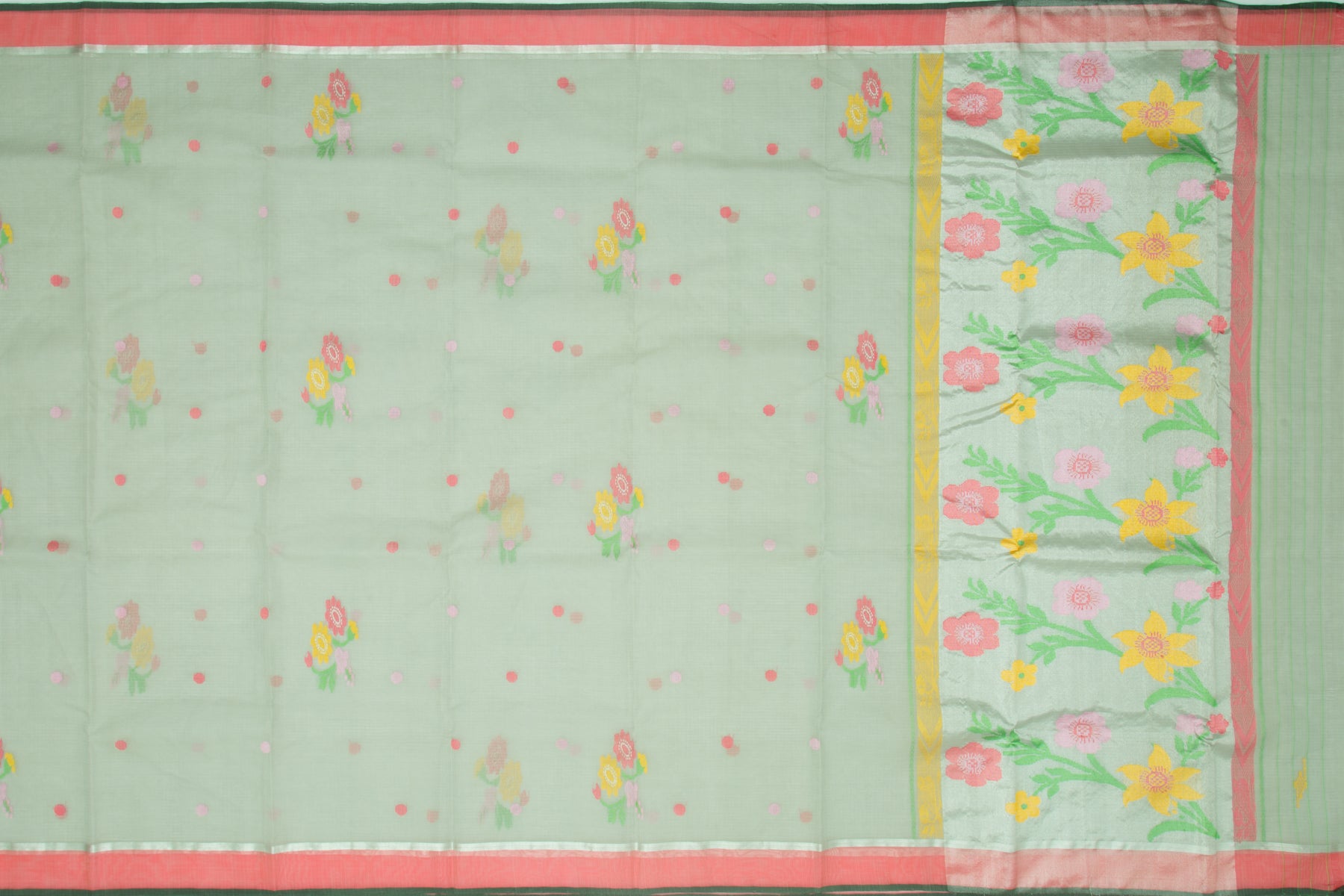 Kota Silk Butta Pastel Green Saree