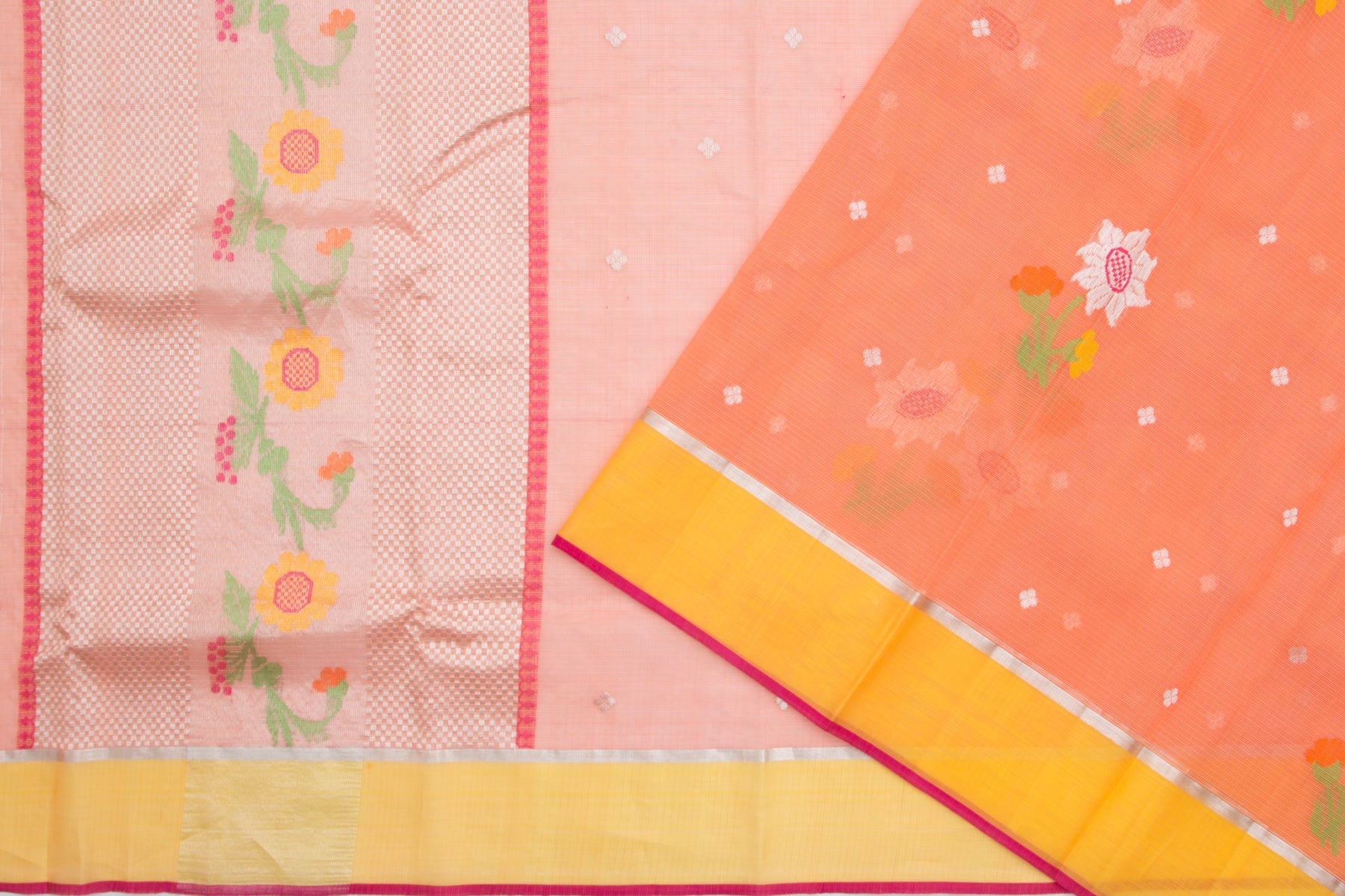 Kota Silk Butta Pastel Orange Saree