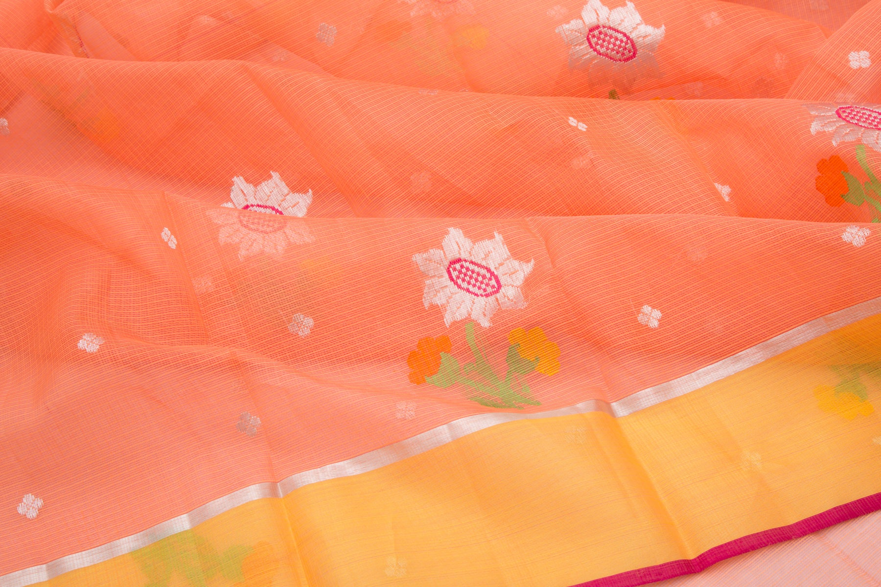 Kota Silk Butta Pastel Orange Saree