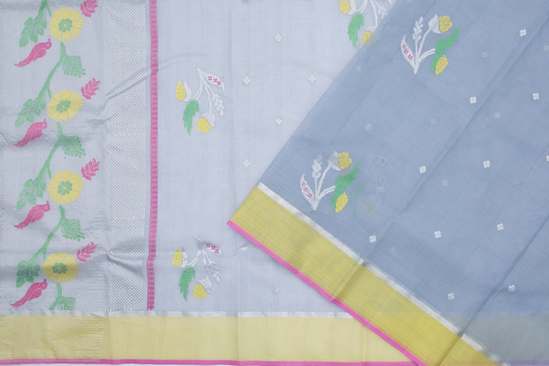 Kota Silk Butta Grey Saree