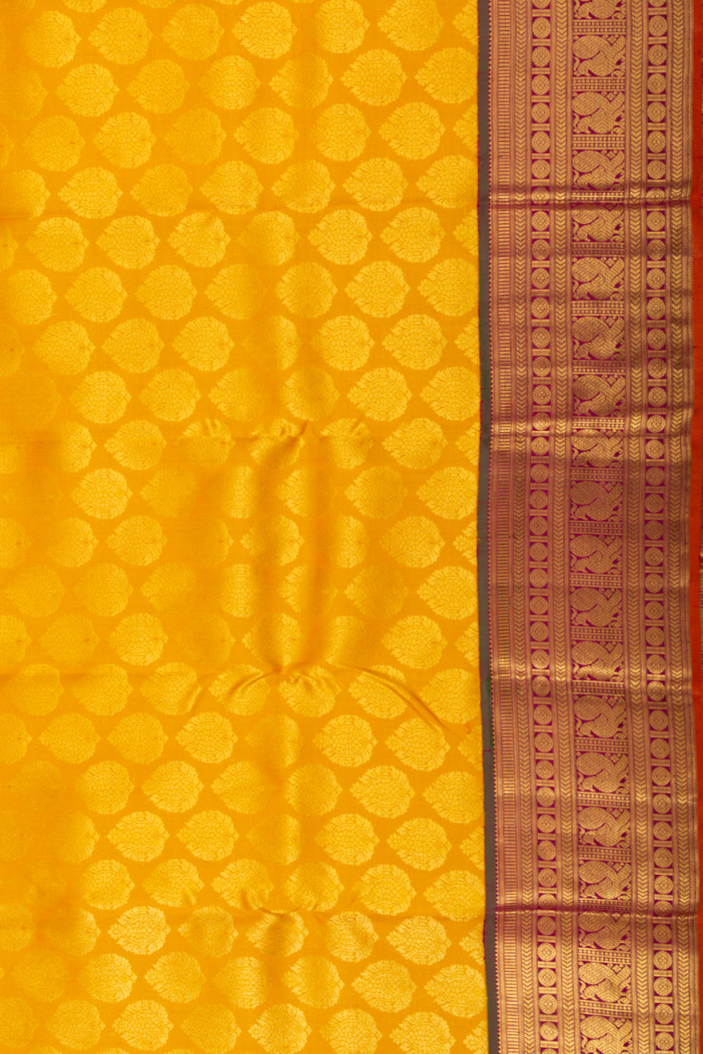 Kanchipuram Silk Brocade Mustard Yellow Saree