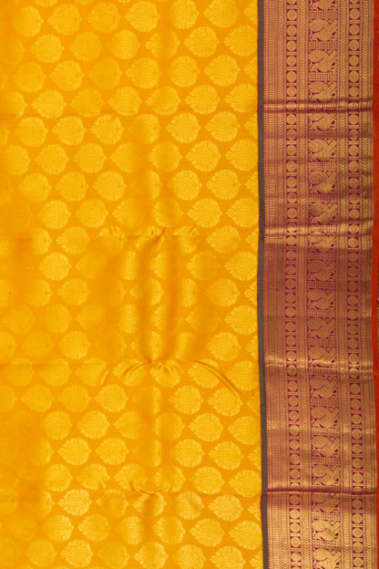 Kanchipuram Silk Brocade Mustard Yellow Saree