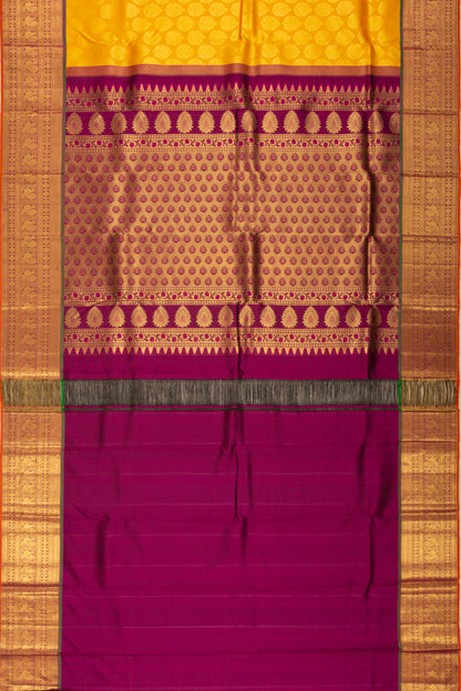 Kanchipuram Silk Brocade Mustard Yellow Saree