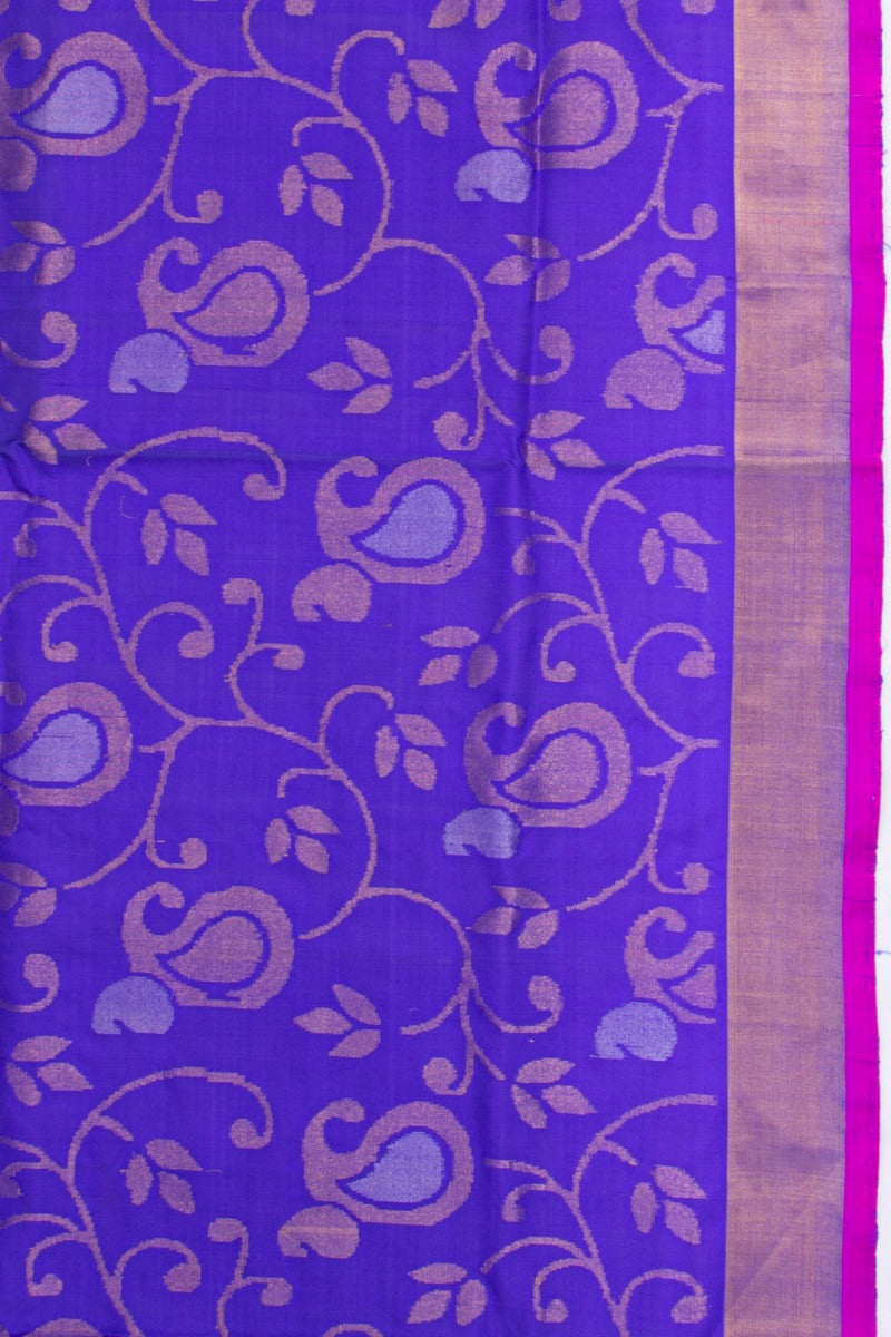Uppada Silk Jamdani Jaal Dark Blue Saree