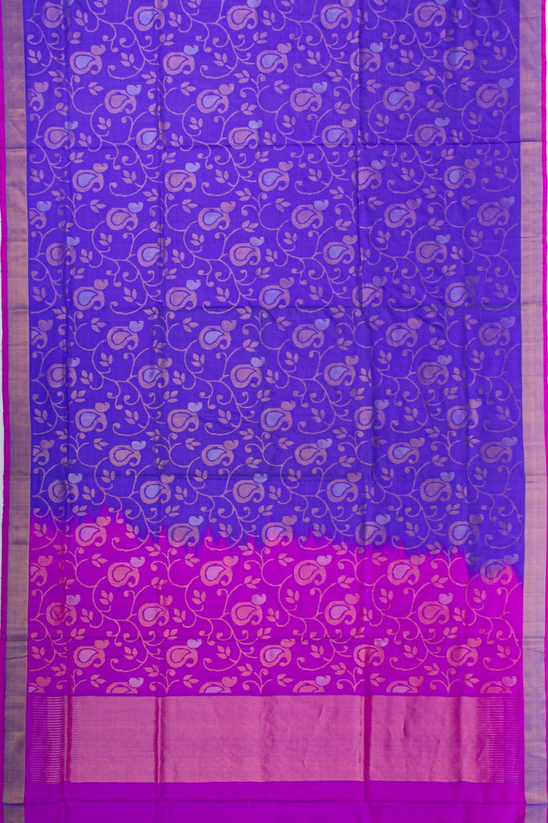 Uppada Silk Jamdani Jaal Dark Blue Saree
