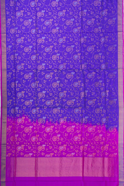Uppada Silk Jamdani Jaal Dark Blue Saree