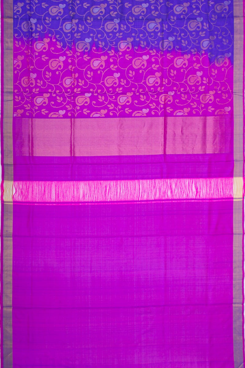 Uppada Silk Jamdani Jaal Dark Blue Saree