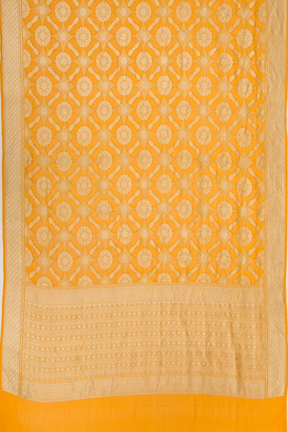 Banarasi Georgette Brocade Yellow Saree