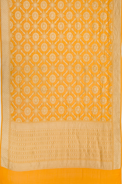 Banarasi Georgette Brocade Yellow Saree