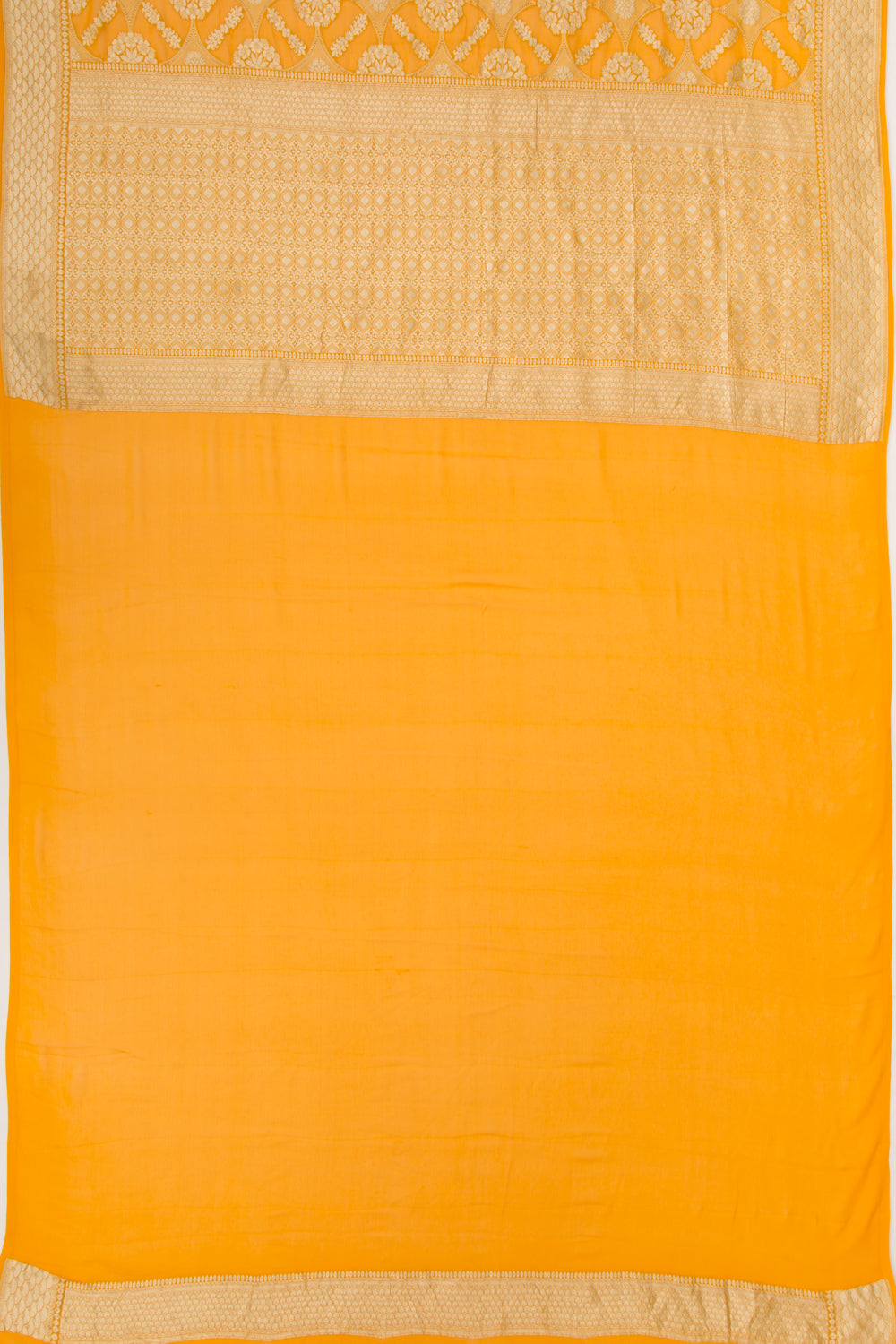 Banarasi Georgette Brocade Yellow Saree