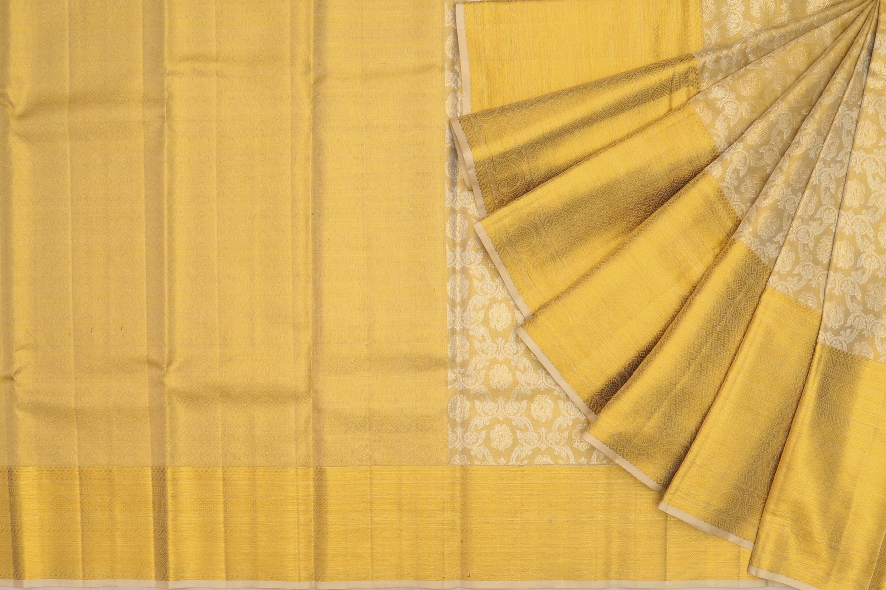 Kanchipuram Silk Tissue Brocade Gold Saree