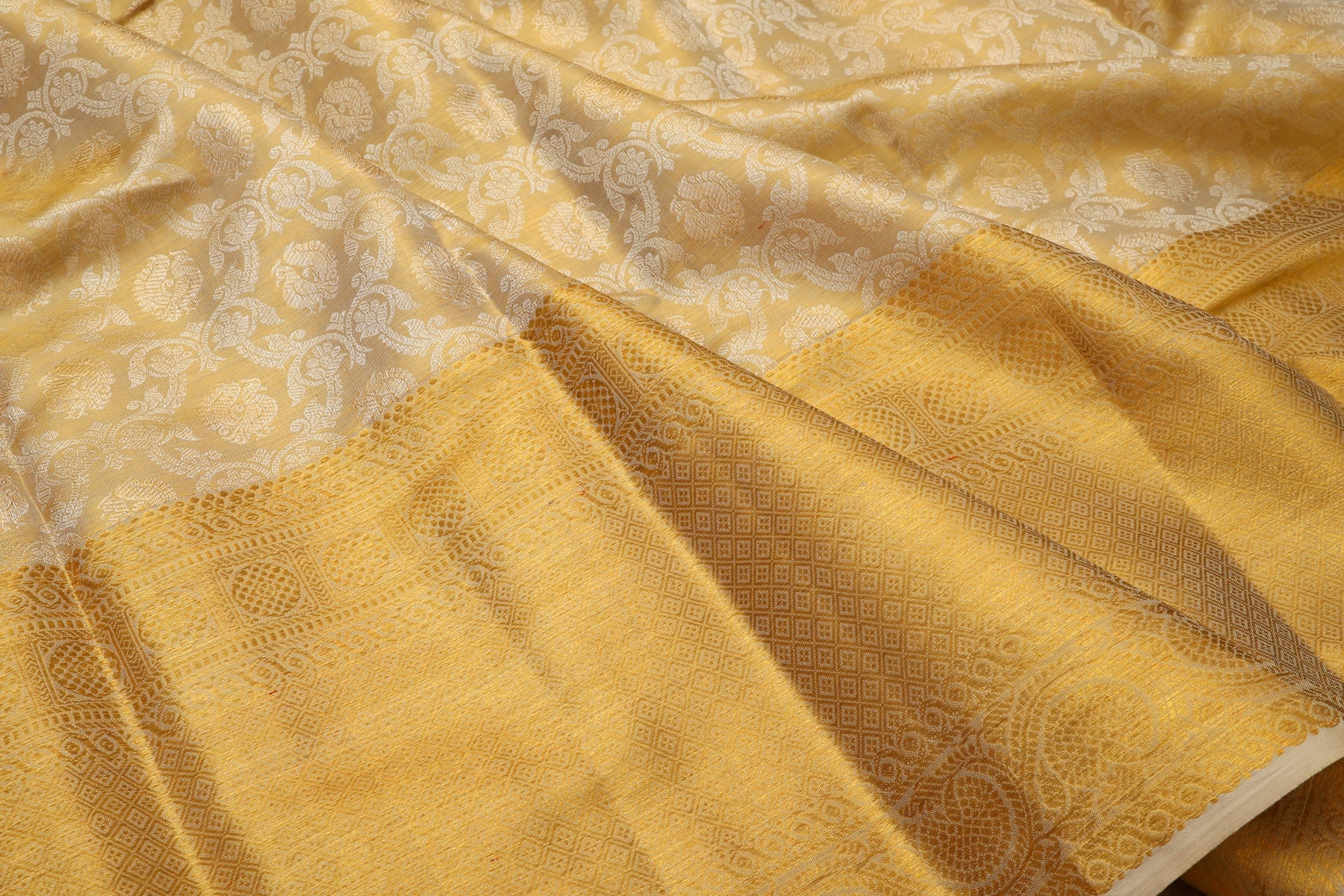 Kanchipuram Silk Tissue Brocade Gold Saree