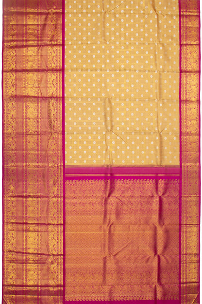 Kanchipuram Silk Checks And Butta Cream Saree