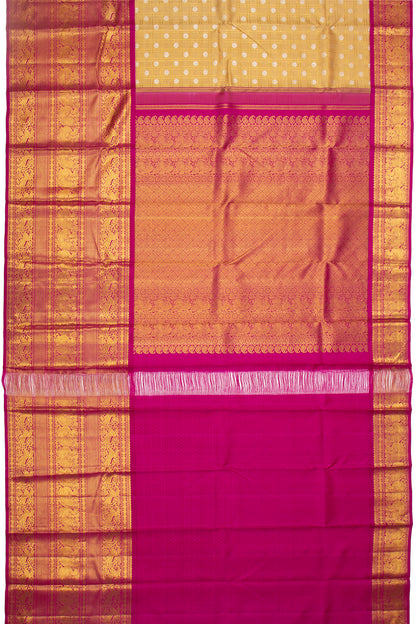 Kanchipuram Silk Checks And Butta Cream Saree