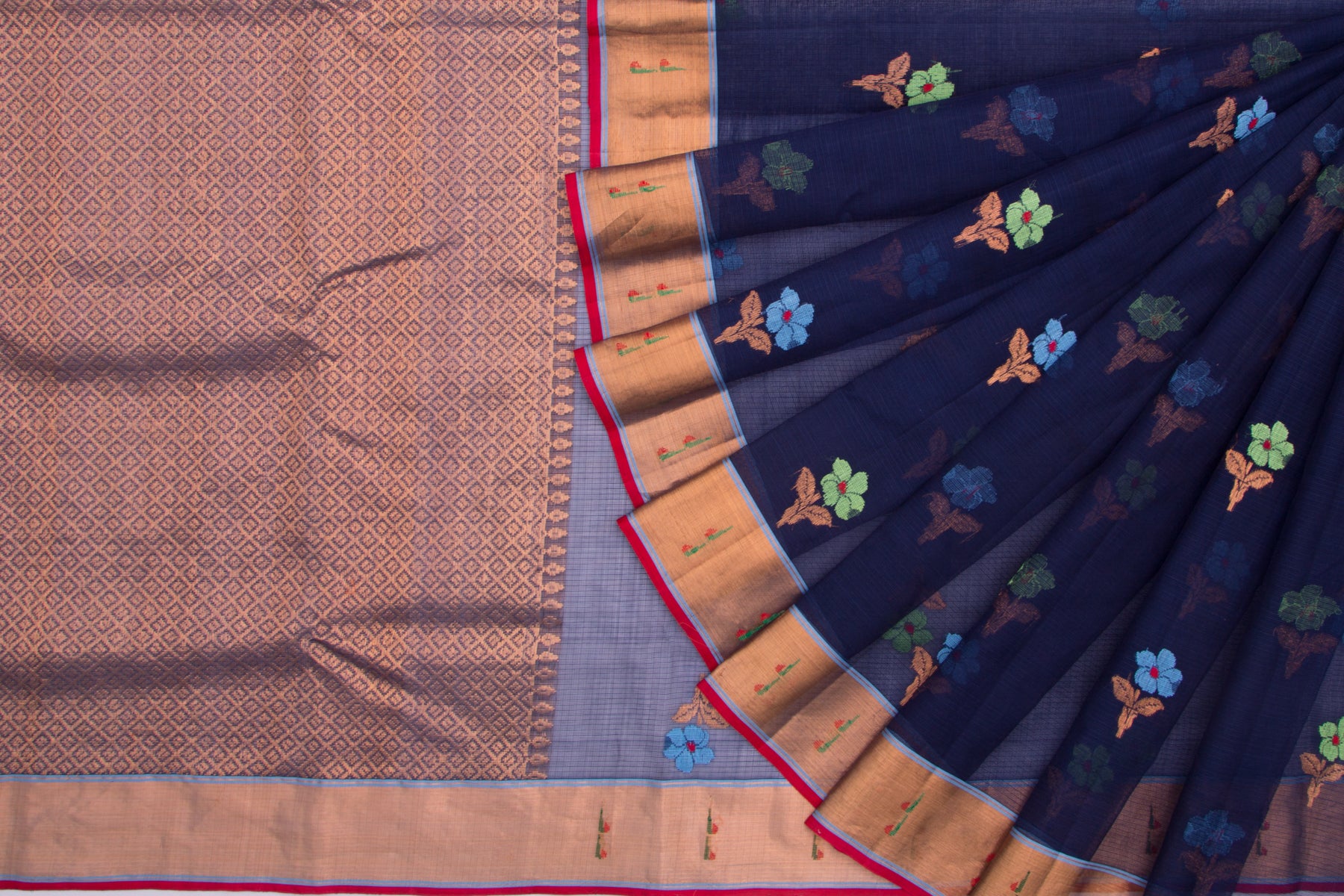 Kota Silk Butta Royal Blue Saree