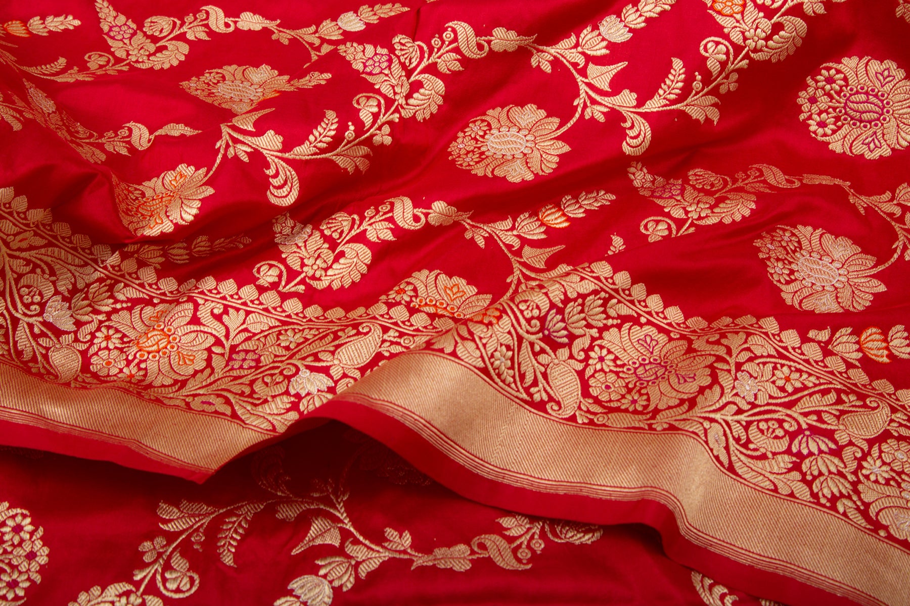 Banarasi Silk Kadwa Jaal Red Saree